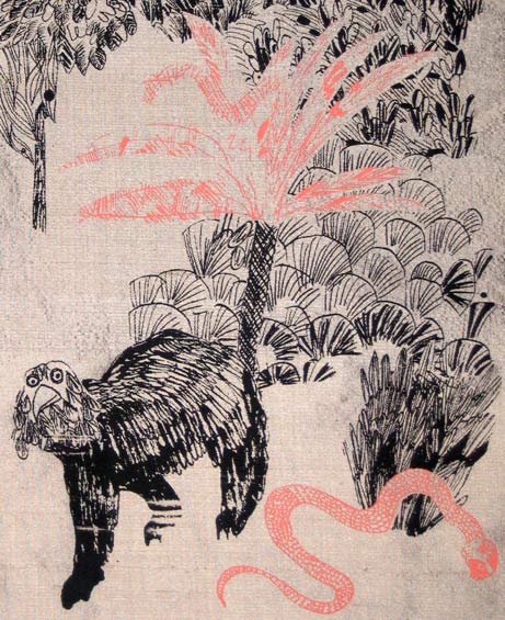 Animals in masks detail; Bear and snake